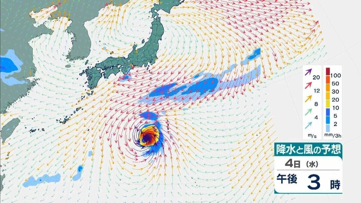 【台風情報】4日には日本の南で頭を起こし「北寄り」に　非常に強い台風31号「インファ」　最大瞬間風速は“木造住宅が倒壊し始める”65メートル
