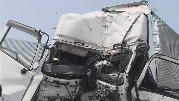 「路肩に停車中の大型トラックに中型トラック追突…さらに別の大型トラックも突っ込む　男性2人重傷　滋賀・名神高速」の画像