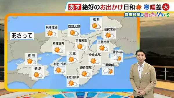 【近畿の天気】「こどもの日」5日（火・祝）は絶好の行楽日和！雨傘より日傘が活躍　一日の寒暖差は大きくなりそう