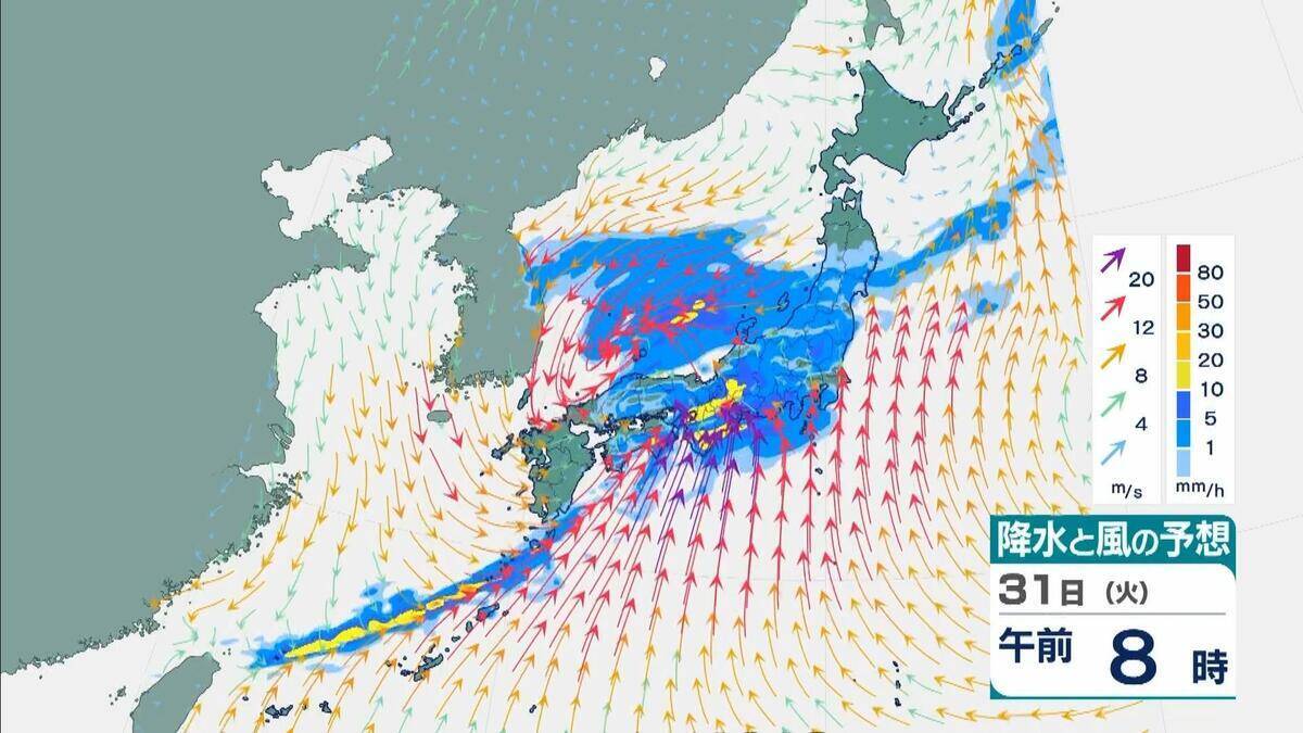 【春の嵐】西日本の広範囲で落雷や激しい突風に注意 　大気の状態が非常に不安定、30日～31日にかけて近畿で最大20メートルの風【気象庁　雨と風シミュレーション】