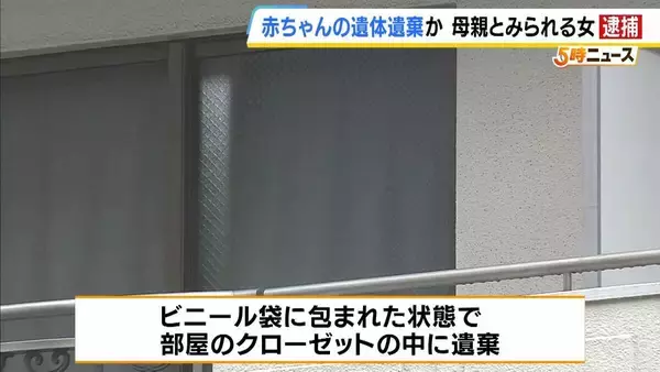 生まれたばかりの赤ちゃんの遺体をクローゼットに遺棄か　35歳の女を逮捕　女は赤ちゃんの母親か…「間違いありません」と容疑認める