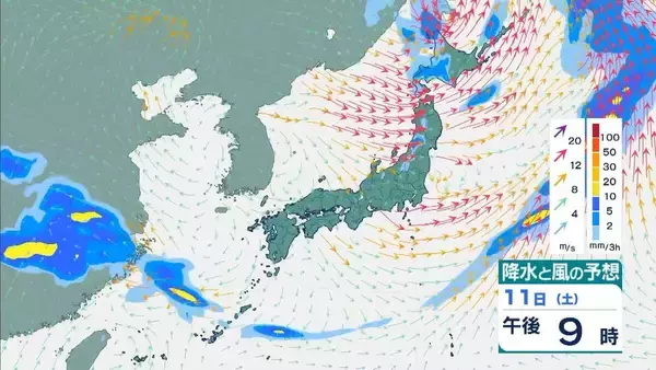 「【春の嵐】近畿地方などで急な強い雨、落雷や激しい突風に夜遅くまで注意　北海道では日曜日にかけ暴風高波のおそれ【雨と風シミュレーション　気象庁】」の画像