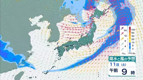 「【春の嵐】近畿地方などで急な強い雨、落雷や激しい突風に夜遅くまで注意　北海道では日曜日にかけ暴風高波のおそれ【雨と風シミュレーション　気象庁】」の画像