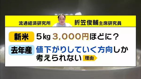 「【今年は新米が安い？】店には在庫の山　令和のコメ騒動から一転“コメ余り”で「早く売らないと」急落どこまで「9月中には3000円を切るのでは」と専門家」の画像