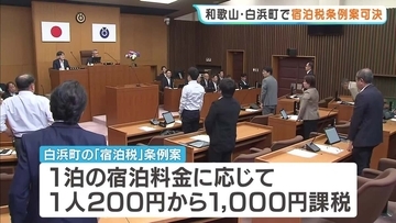和歌山・白浜町で宿泊税条例案が可決　1泊200～1000円で来春施行へ　パンダ返還に物価高…”さらなる宿泊控え”を懸念する宿泊事業者も