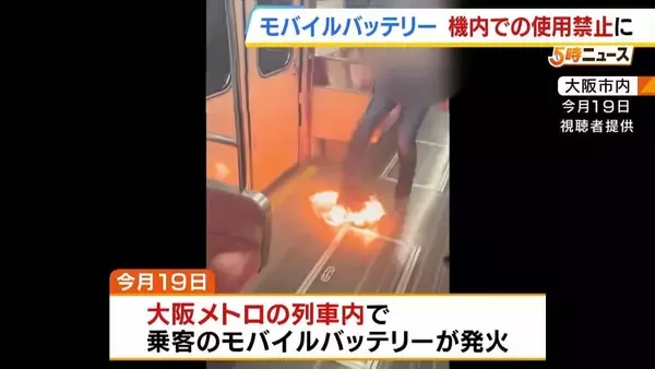 「発火が相次ぐ『モバイルバッテリー』航空機内で使用禁止に…大阪の会社は“発火しにくい”新商品を製造「半固体技術で事故減少に貢献できたら」」の画像