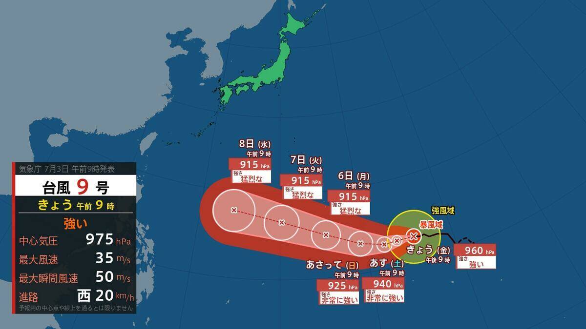 【台風情報】今シーズン早くも10号…ダブル台風のうち台風9号は週明けには『猛烈な』勢力に発達か　今後の進路予想に注目