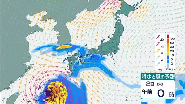 「【台風6号】6月2日（火）に沖縄直撃か　予報円に近畿入る…日本列島に沿うように「急カーブ」？九州・中国・四国などに影響のおそれも【雨と風最新シミュレーション】」の画像