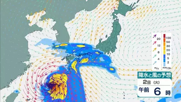 「【台風6号】6月2日（火）に沖縄直撃か　予報円に近畿入る…日本列島に沿うように「急カーブ」？九州・中国・四国などに影響のおそれも【雨と風最新シミュレーション】」の画像