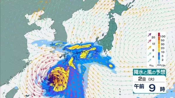 「【台風6号】6月2日（火）に沖縄直撃か　予報円に近畿入る…日本列島に沿うように「急カーブ」？九州・中国・四国などに影響のおそれも【雨と風最新シミュレーション】」の画像