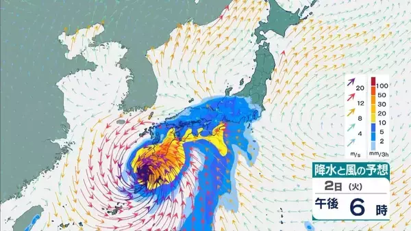 「【台風6号】6月2日（火）に沖縄直撃か　予報円に近畿入る…日本列島に沿うように「急カーブ」？九州・中国・四国などに影響のおそれも【雨と風最新シミュレーション】」の画像