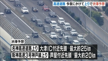 【盆休み終盤】近畿の高速道路は15日がUターンラッシュのピーク　名神高速で約25キロなど渋滞予想