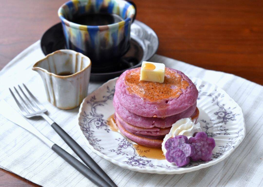 カルディの紫芋パンケーキミックスで作る！秋の簡単おうちスイーツ