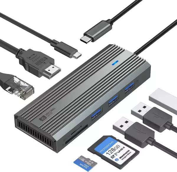 Amazon、SanzangMasterのUSB-C接続8-in-1ハブ「SZPW-8P」を1,087円で販売中