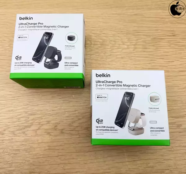 Apple Store、Belkin製Qi2 25W対応2-in-1ワイヤレス充電器「Belkin UltraCharge Pro 2-in-1 Convertible Magnetic Charger」を販売開始（Apple限定）