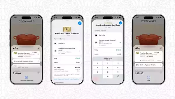 アメリカン・エキスプレス、Apple Payで決済する米国のカード会員向けに、リワードポイント支払を提供開始