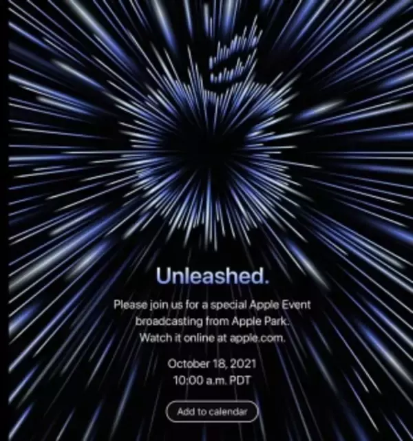 「Apple、2021年10月18日にスペシャルオンラインイベント「Unleashed.」を開催すると発表（日本時間10月19日）」の画像