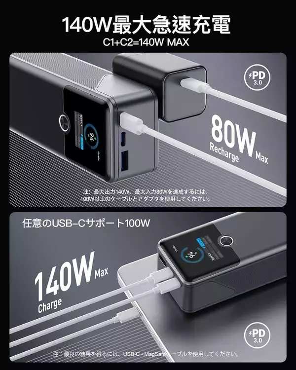 Amazon、SIXTHGUの140W出力対応20000mAhモバイルバッテリー「PowerTower P1」を4,849円で販売中（クーポン適用）