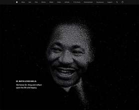 米Apple、トップページに、Martin Luther King, Jr. Dayに合わせ、マーティン・ルーサー・キング・ジュニア氏の写真を掲載（2026）