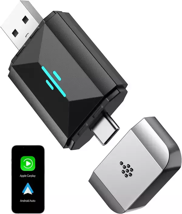 「Amazon、 VolamのUSB-A & USB-C接続対応ワイヤレス CarPlay アダプター「Volam RC22」を2,849円で販売中（タイムセール）」の画像