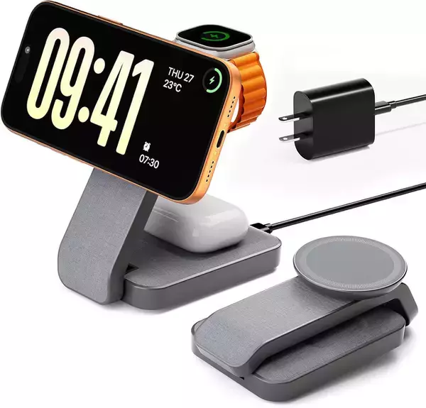 Amazon、EazpowerのMagSafe & Apple Watch対応3-in-1ワイヤレス充電器「Eazpower SR6」を2,194円で販売中（クーポン適用）