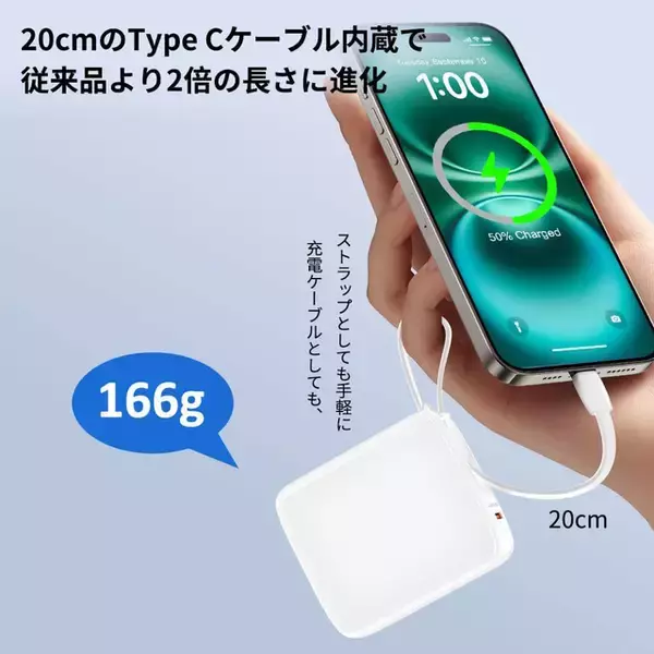 Amazon、DEALGOのUSB-Cケーブル内蔵10000mAhモバイルバッテリー「DEALGO 1002」を999円で販売中