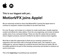 Apple、モーショングラフィックスに特化したプラグインを提供している「MotionVFX」を買収