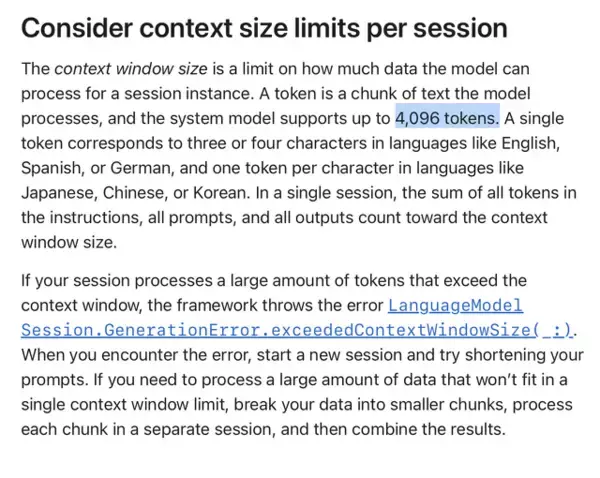 Apple Intelligence：Apple Foundation Modelsは最大4,096トークンをサポート