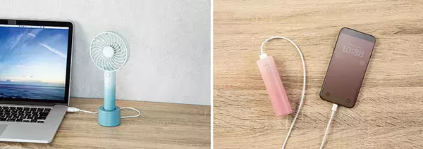 「ニトリのモバイルバッテリー付きハンディファンに鮮やかなモデルが登場　夏の爽やかさただようグラデーションカラー」の画像
