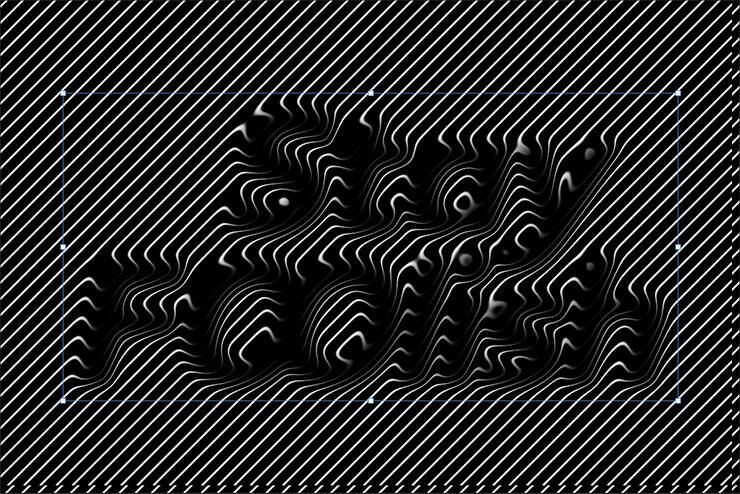 斜めのラインでできた立体的なグラフィック／ロゴを作る