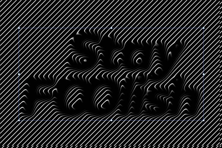 斜めのラインでできた立体的なグラフィック／ロゴを作る