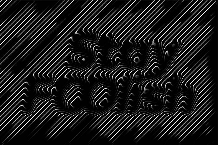 斜めのラインでできた立体的なグラフィック／ロゴを作る