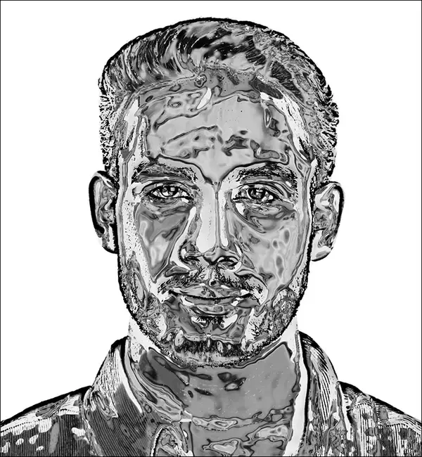 「【Photoshop】クロムフィルターで液体金属風のポートレートを表現する（リキッドメタル／SF）」の画像