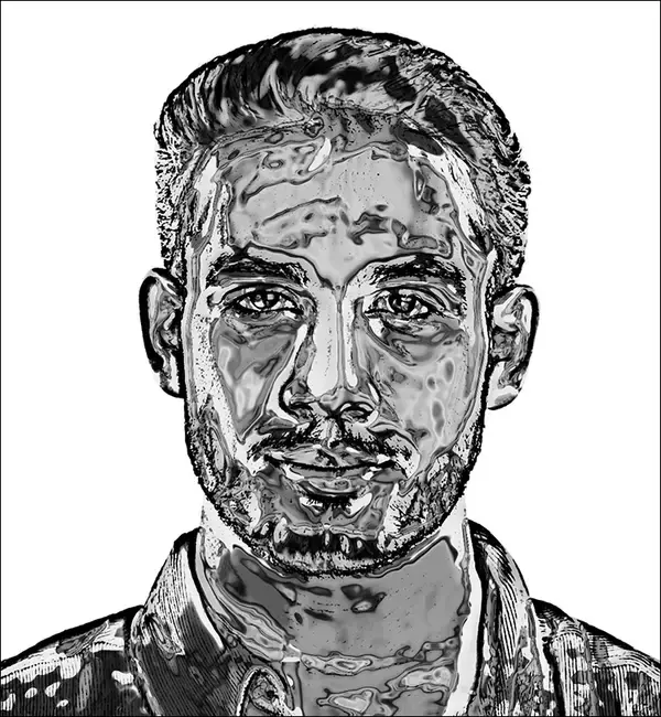 「【Photoshop】クロムフィルターで液体金属風のポートレートを表現する（リキッドメタル／SF）」の画像