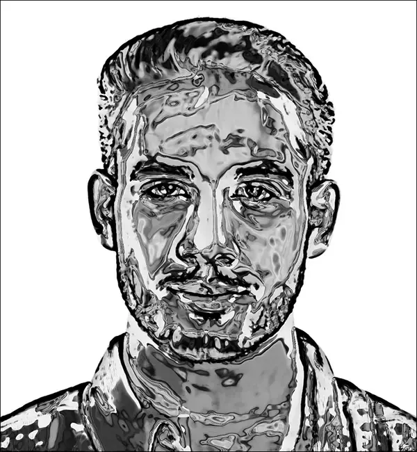 「【Photoshop】クロムフィルターで液体金属風のポートレートを表現する（リキッドメタル／SF）」の画像