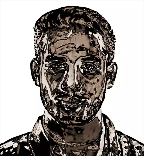 「【Photoshop】クロムフィルターで液体金属風のポートレートを表現する（リキッドメタル／SF）」の画像