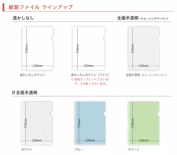 「プリントパックの「eco紙製ファイル」にトレーシングペーパー製の全面半透明タイプが登場！」の画像