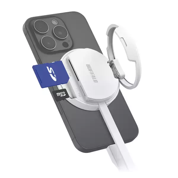 「バッファロー、MagSafe対応でスマホに固定できるカードリーダー「BSCR520MGシリーズ」を発売」の画像