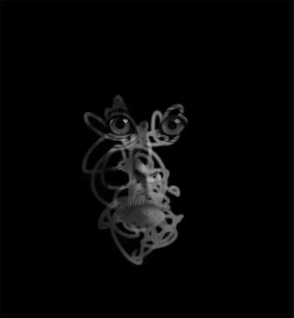 「【Photoshop】ブラシで描かれたラインに浮かび上がるグラフィック（ライン／ブラシ／写真加工）」の画像