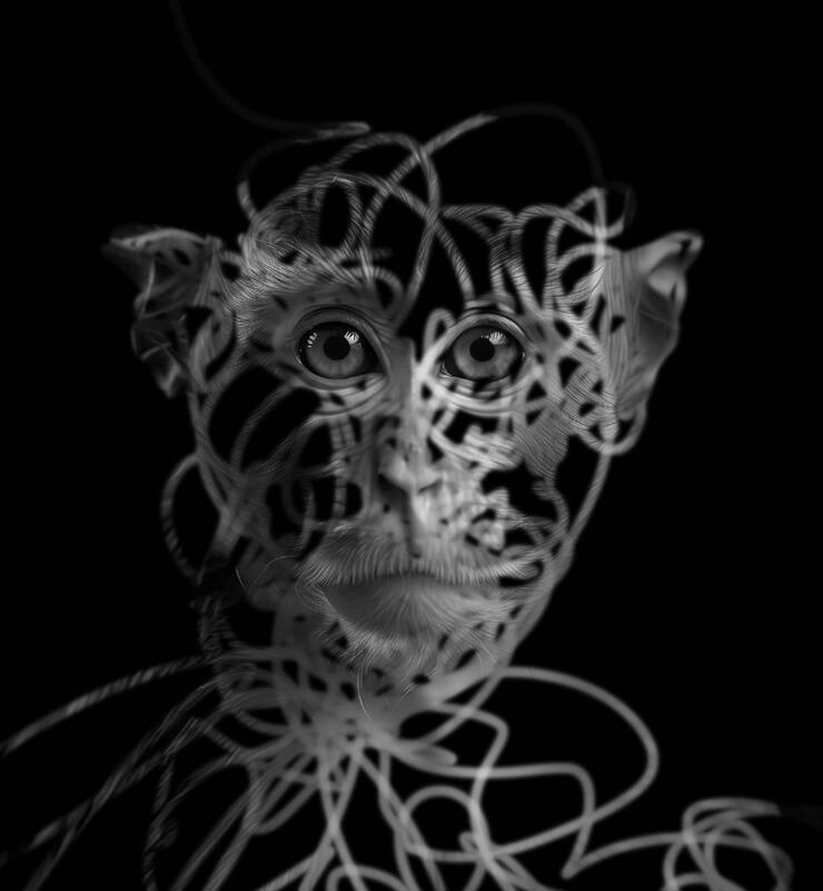【Photoshop】ブラシで描かれたラインに浮かび上がるグラフィック（ライン／ブラシ／写真加工）