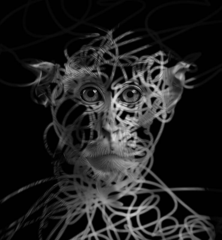【Photoshop】ブラシで描かれたラインに浮かび上がるグラフィック（ライン／ブラシ／写真加工）