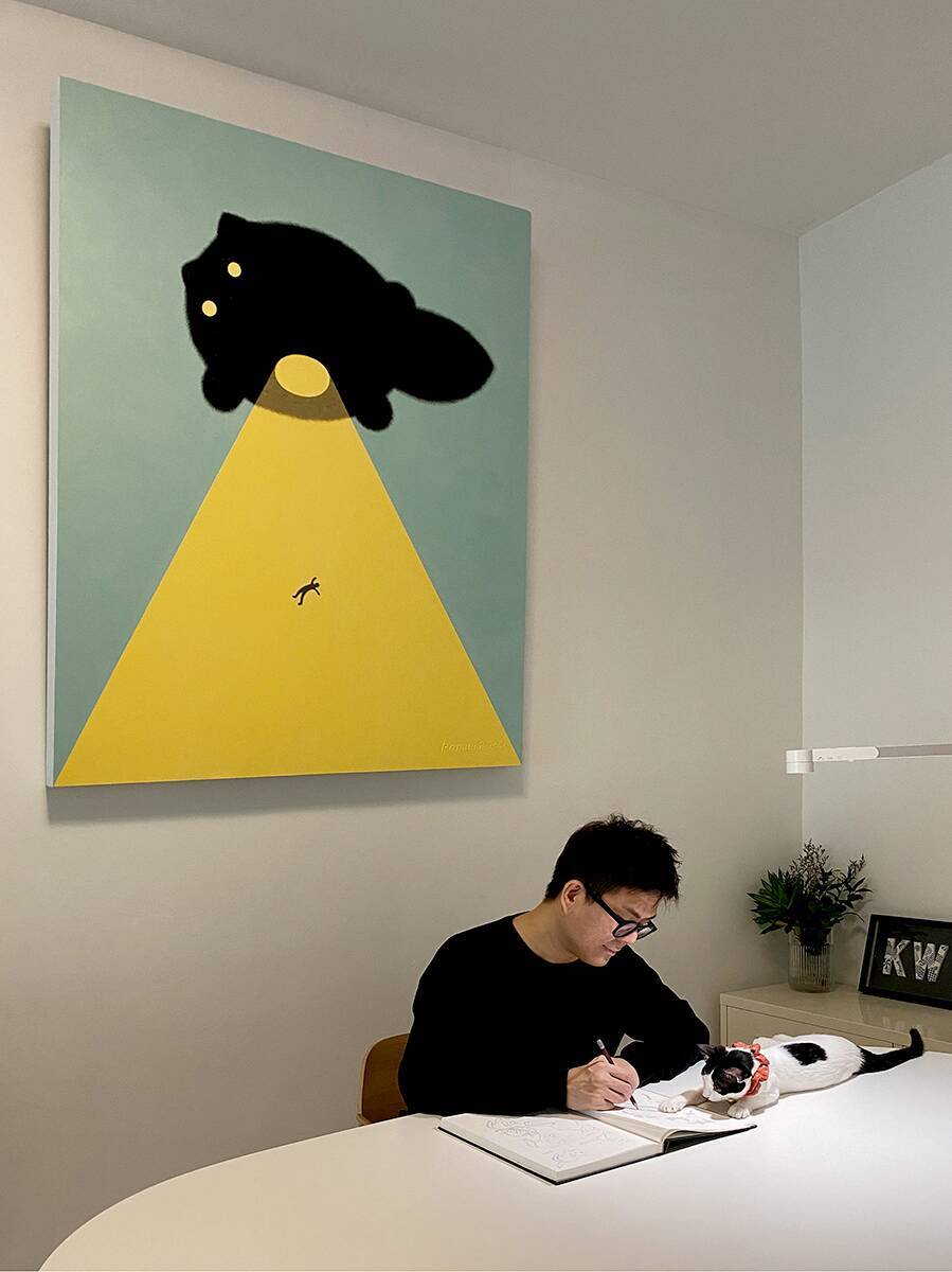 モフモフの猫を描いた代表作シリーズなどが展示されるカムウェイ・フォン氏の個展がスタート