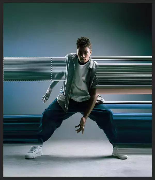 「【Photoshop】被写体の一部を引き伸ばして印象的なグラフィックを表現する（変形／動き／写真加工）」の画像