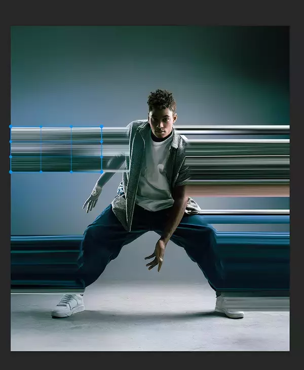 「【Photoshop】被写体の一部を引き伸ばして印象的なグラフィックを表現する（変形／動き／写真加工）」の画像