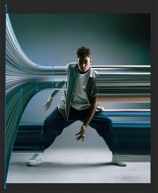 「【Photoshop】被写体の一部を引き伸ばして印象的なグラフィックを表現する（変形／動き／写真加工）」の画像