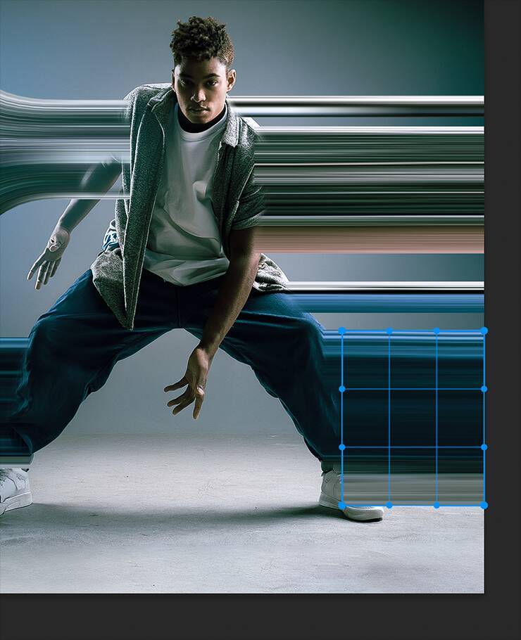 【Photoshop】被写体の一部を引き伸ばして印象的なグラフィックを表現する（変形／動き／写真加工）