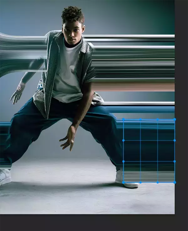 「【Photoshop】被写体の一部を引き伸ばして印象的なグラフィックを表現する（変形／動き／写真加工）」の画像