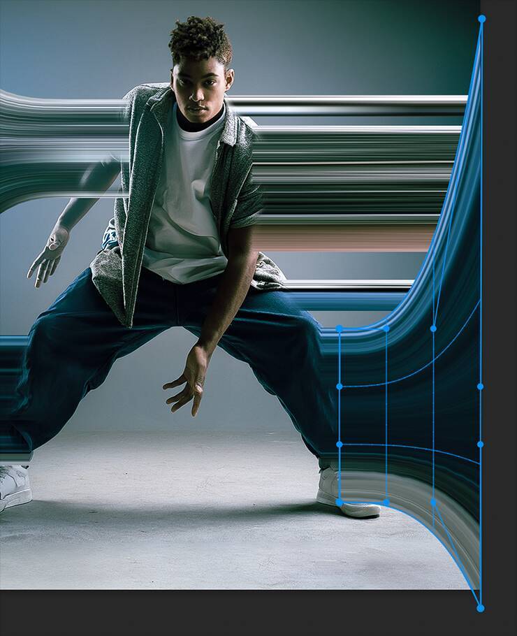 【Photoshop】被写体の一部を引き伸ばして印象的なグラフィックを表現する（変形／動き／写真加工）