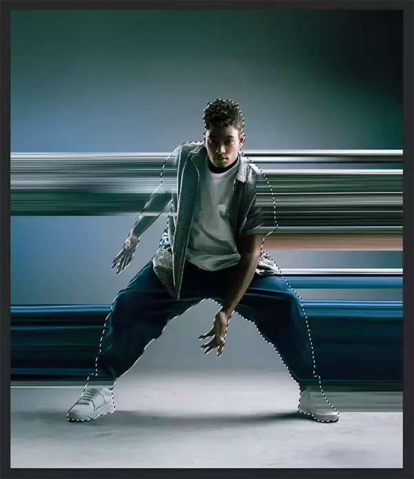 「【Photoshop】被写体の一部を引き伸ばして印象的なグラフィックを表現する（変形／動き／写真加工）」の画像