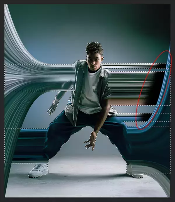 「【Photoshop】被写体の一部を引き伸ばして印象的なグラフィックを表現する（変形／動き／写真加工）」の画像